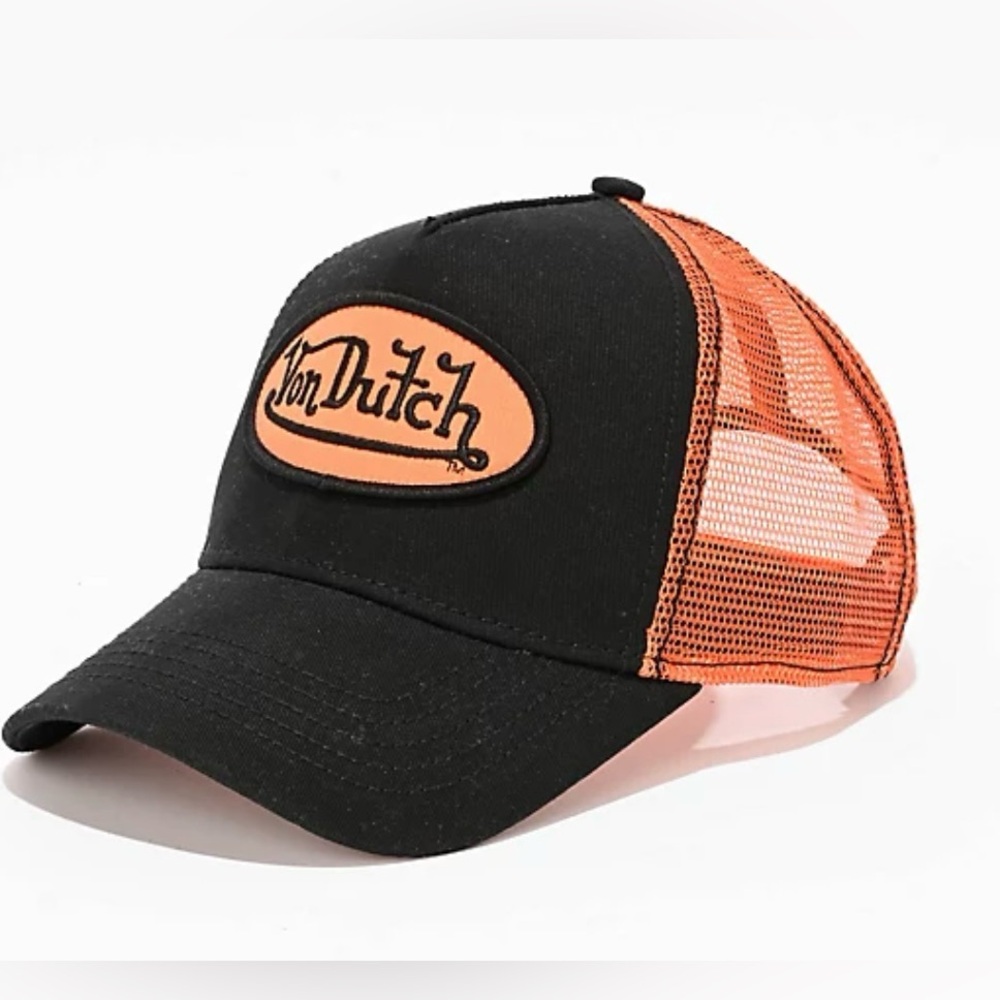 Von Dutch Black and Orange Mesh Cap
